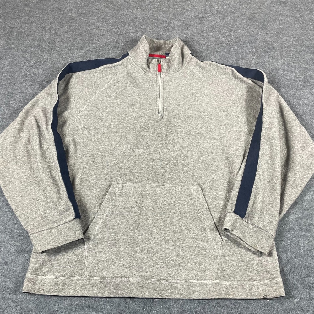 VTG Gap Jacket Mens Large L Gray Striped Pullover Fleece‎ Y2K Quarter Zip Retro